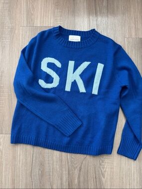 NWOT Royal Blue 'SKI' Knit Sweater, S